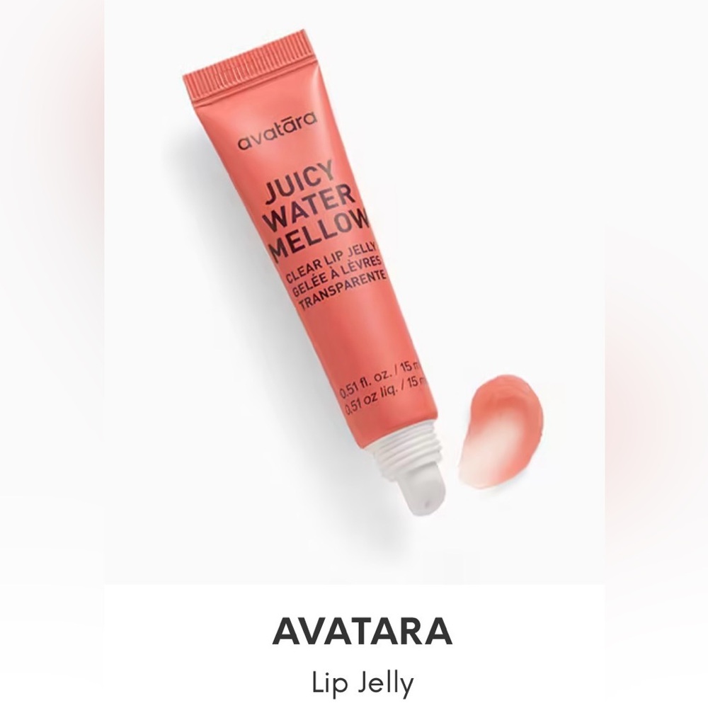 AVATARA Lip Jelly
Color: Watermellow Clear (sheer peach), 15 mL